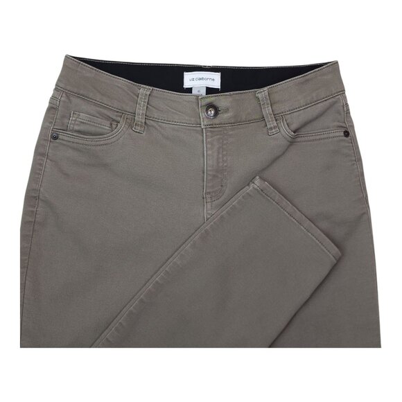Liz Claiborne Pants - Liz Claiborne Womens Straight-Leg Pants Sz 6 Cotton Blend Mid-Rise Stretch Taupe